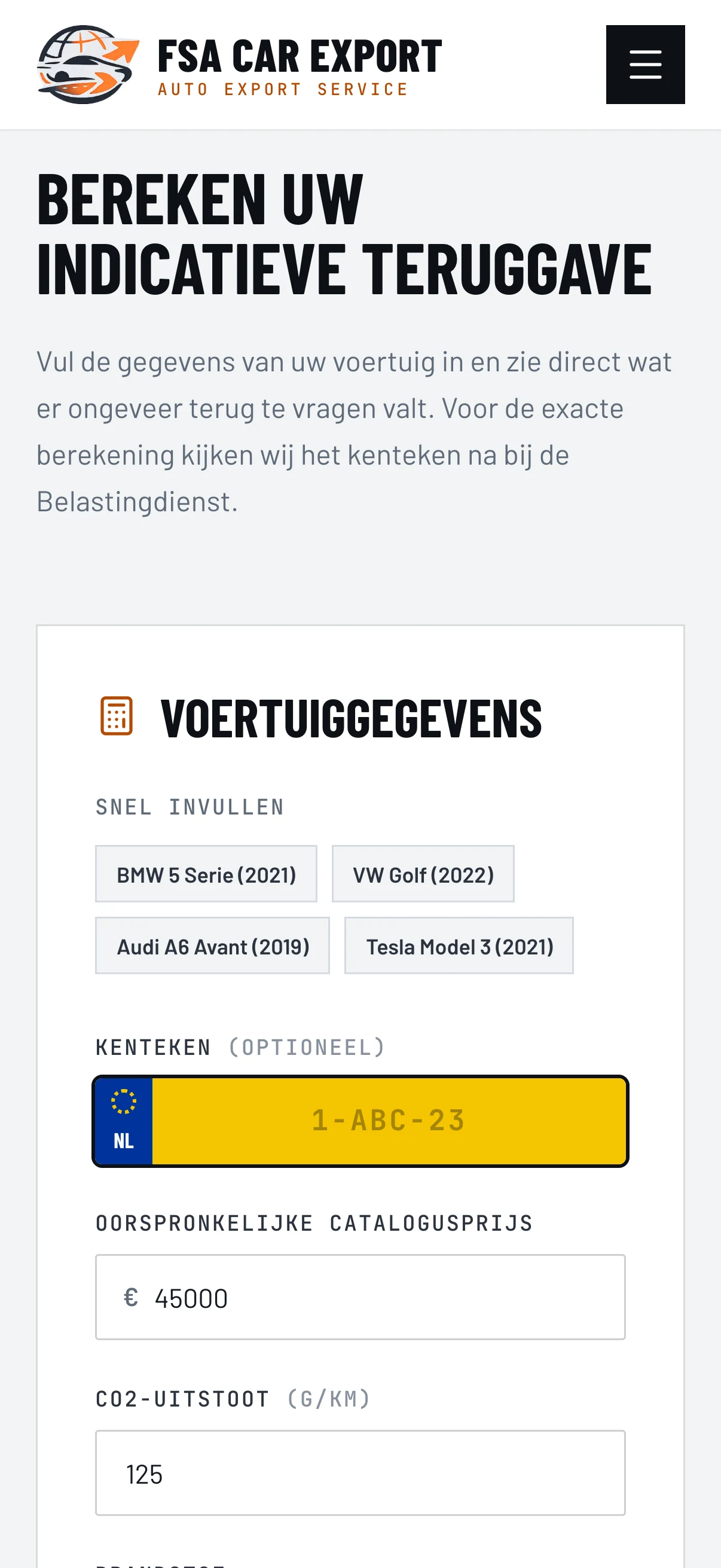 The BPM refund estimator on a phone